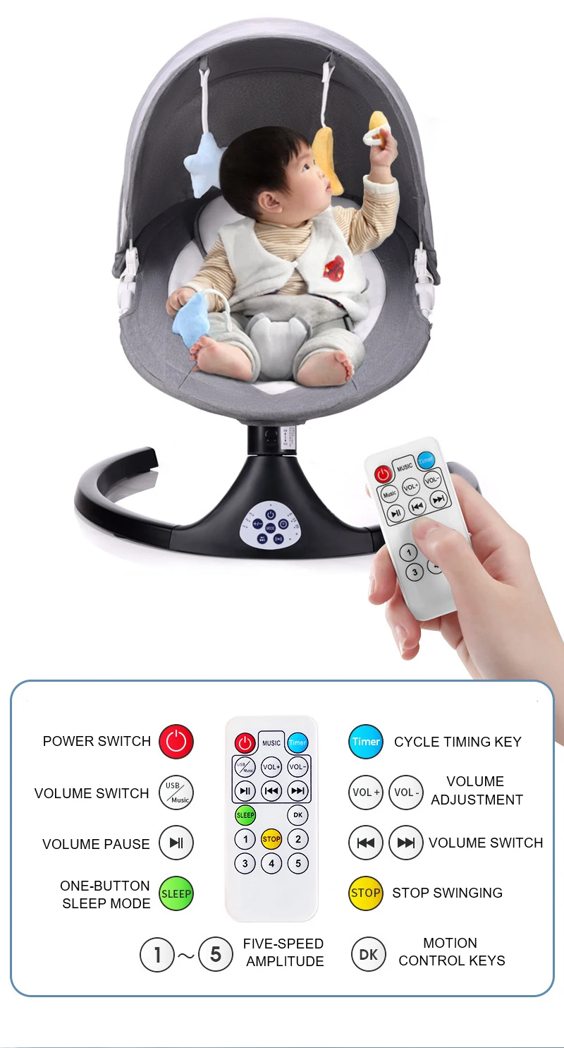 Baby Electric Rocking Chair Newborns Sleeping Cradle Bed Child comfort chair reclining chair for baby Baby Bed 0-3 years old - Imagem 19
