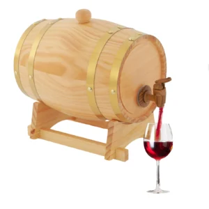 3/5L Wine Barrel with Stand, Wood Barrel with Faucet for Whiskey and Wine, Home Decor Hotel Vintage Wooden Coffee Barrel