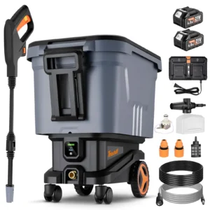 Electric High Pressure Washer, 2000PSI Cordless Pressure Washer with 3 Modes of Water Supply, 0°-180° Swivel Joint, 7.2 Gallon Tank & Wheels for Car/Fences/Driveway/Home/Patio Cleaning